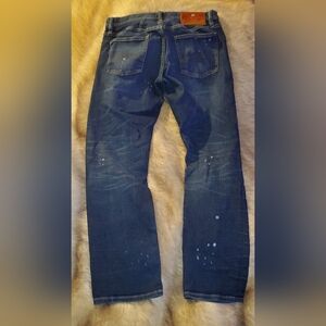 Armani Jeans Mens 32x32(meas 32x32) Blue Denim Jeans Paint Splatter Ripped